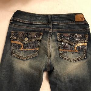 American Eagle Kickboot Kick Boot Jean's Sequins